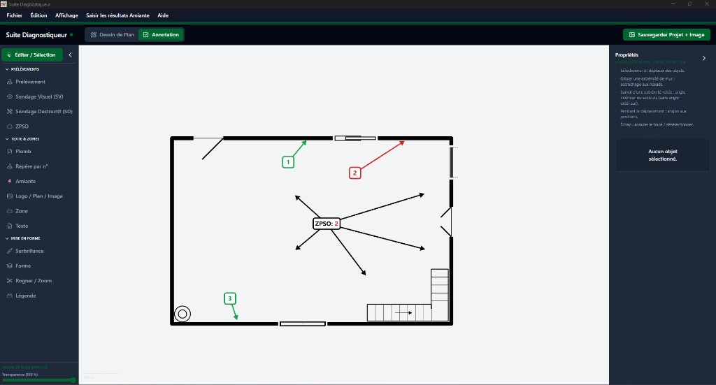 Suite Diagnostiqueur — plan annoté